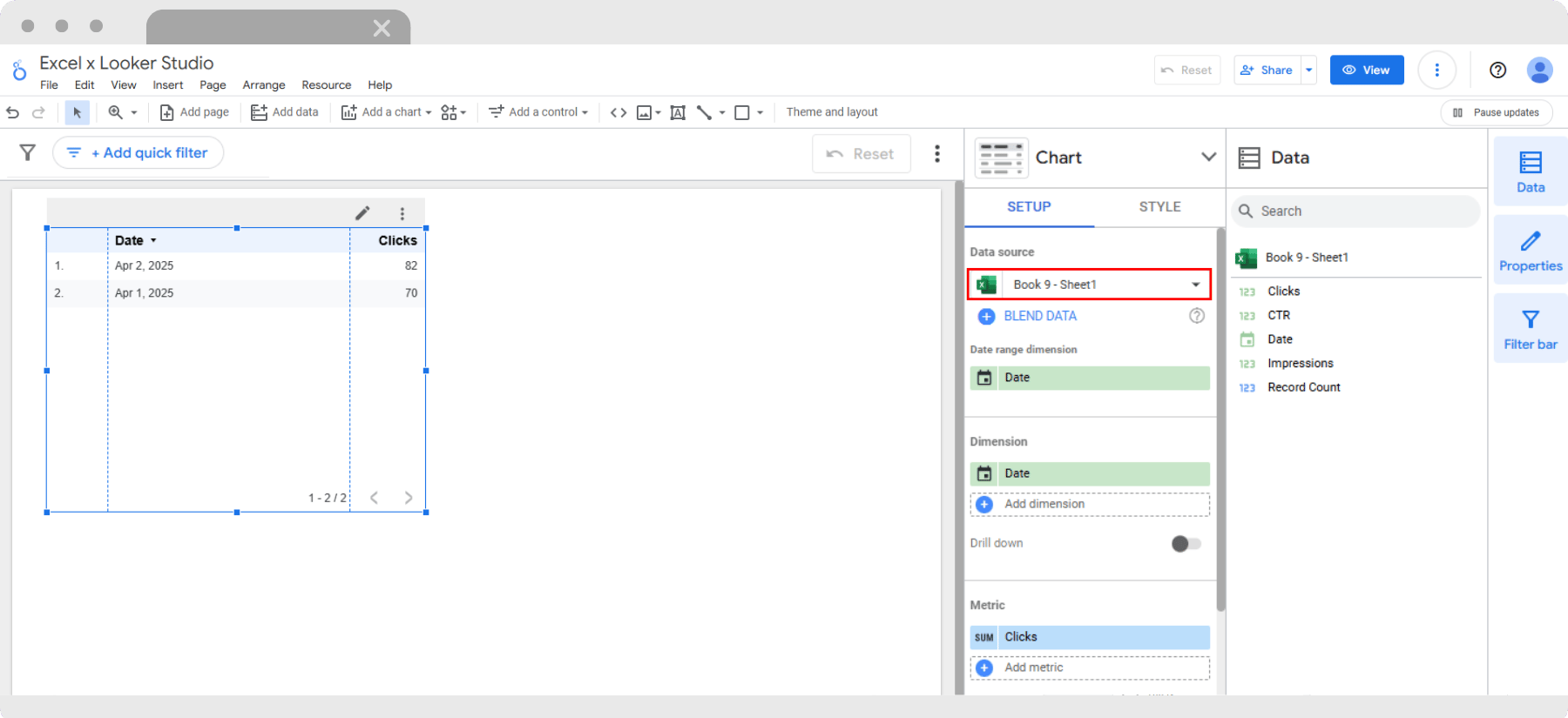 Connect Google Sheets and Microsoft Excel to Looker Studio
